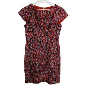 Eliza J Size 8 Orange Pink Print Sheath Dress Work Career